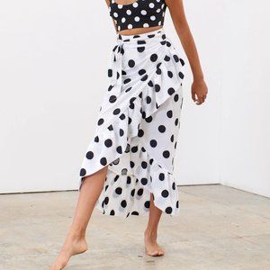 MARA HOFFMAN Eavan Polka Dot Ruffle-Hem Skirt